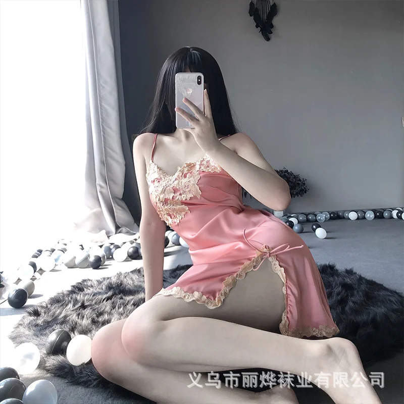 halter dress Sexy lace suspender transparent dress Sexy lingerie backless nightdress temptation pajamas thong erotic nightgowns
halter dress Sexy lace suspender transparent dress Sexy lingerie backless nightdress temptation pajamas thong erotic nightgowns