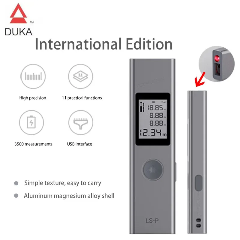 Duka Laser Range Finder 40m LS-P USB Flash Charging Range Finder High Precision Measurement Portable Handheld Rangefinder 
Duka Laser Range Finder 40m LS-P USB Flash Charging Range Finder High Precision Measurement Portable Handheld Rangefinder