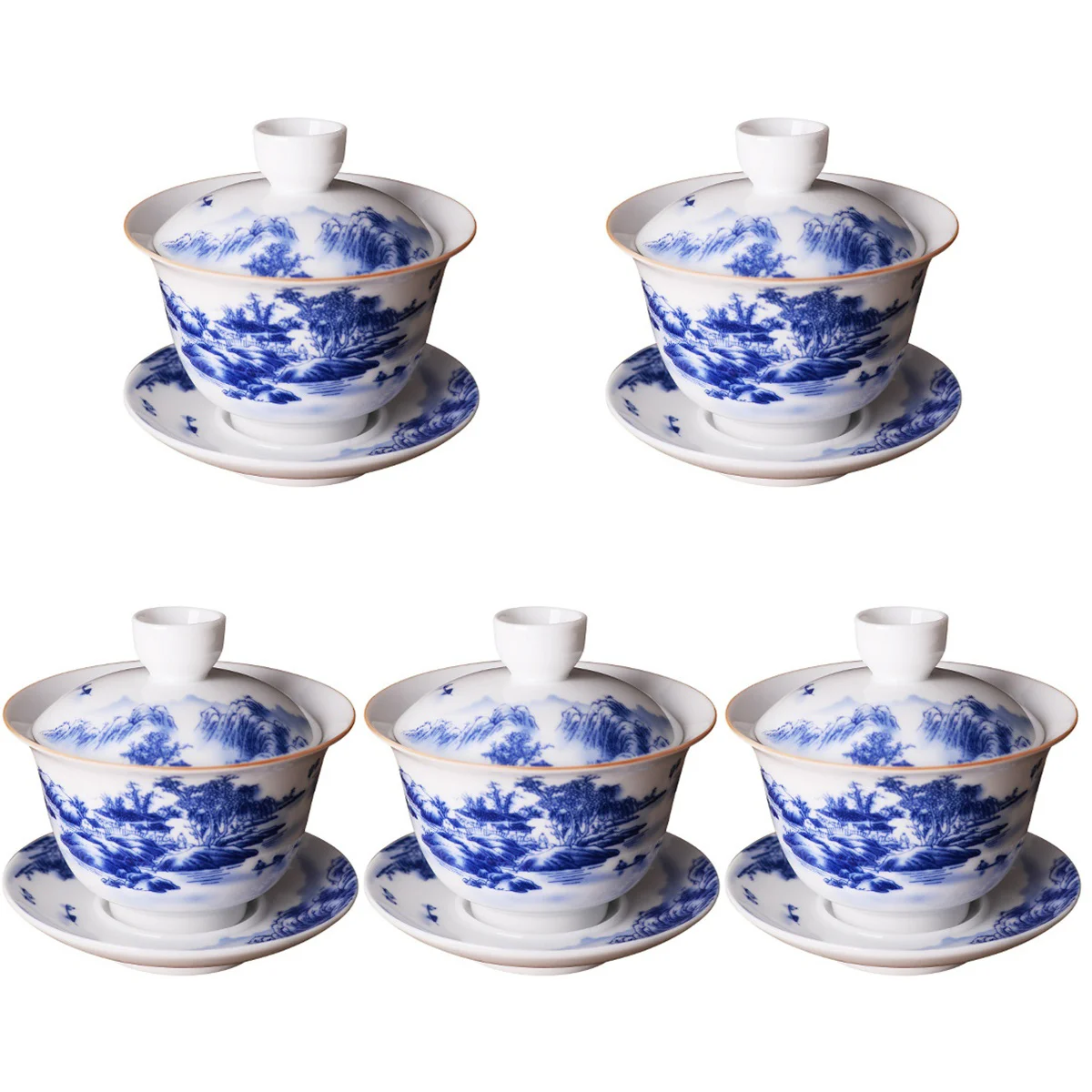 5 Sets of Traditional Chinese Tea Bowl Cup Tureen Tea Bowl with Saucer Lid for Gift
5 Sets of Traditional Chinese Tea Bowl Cup Tureen Tea Bowl with Saucer Lid for Gift