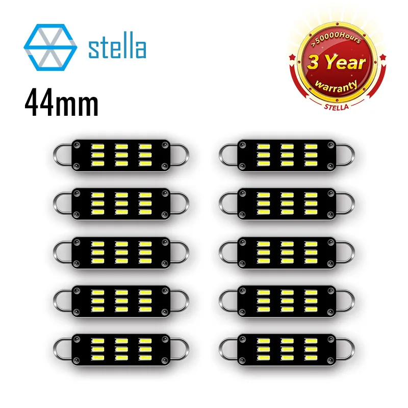STELLA 10pcs 44MM Rigid TWISTED Loop Festoon LED Car Interior Bulbs 561 562 567 564 Auto Doom/Door Lights/Trunk Lamp 6000k 12V
STELLA 10pcs 44MM Rigid TWISTED Loop Festoon LED Car Interior Bulbs 561 562 567 564 Auto Doom/Door Lights/Trunk Lamp 6000k 12V