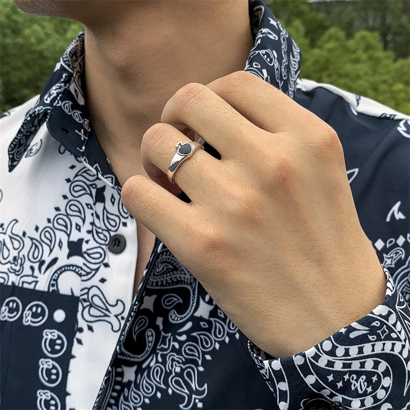Black Drip Oil Love Heart Open Adjustable Ring Fashion Ace of Spades Personality Retro Design Geometric Men's Rings Dropshipping
Black Drip Oil Love Heart Open Adjustable Ring Fashion Ace of Spades Personality Retro Design Geometric Men's Rings Dropshipping
