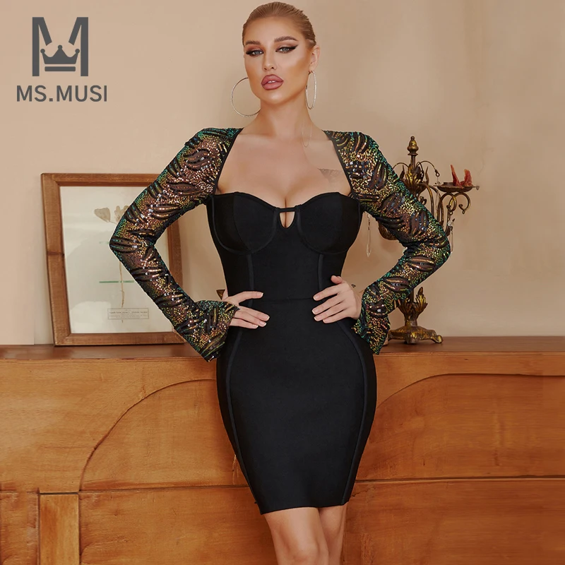 MSMUSI 2022 New Fashion Women Sexy Black Sequins Lace Mesh Long Sleeve Backless Bandage Party Club Bodycon Event Mini Dress
MSMUSI 2022 New Fashion Women Sexy Black Sequins Lace Mesh Long Sleeve Backless Bandage Party Club Bodycon Event Mini Dress