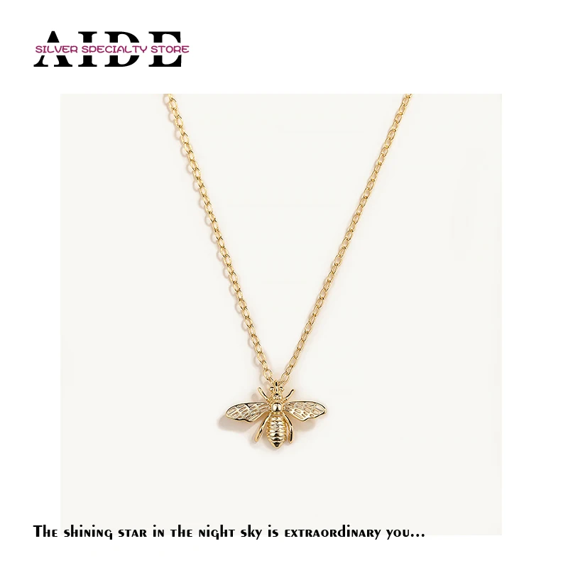 

AIDE Ins 925 Sterling Silver Necklace For Women 2022 Jewelry Initial Choker Necklaces Chians Collares Bijoux Collar Bee Pendant