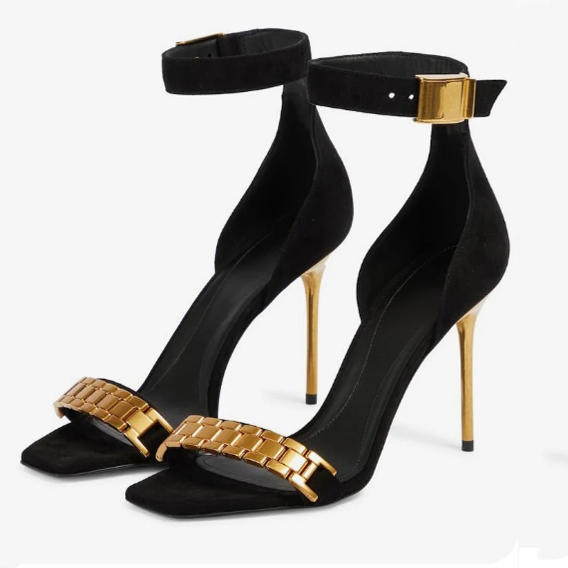 Gold Metal Watch Luxury Brand Sandal Sexy Square Head Open-Toe Leather Buckle Sandals Fashion Party High Heels Women Shoes
Gold Metal Watch Luxury Brand Sandal Sexy Square Head Open-Toe Leather Buckle Sandals Fashion Party High Heels Women Shoes