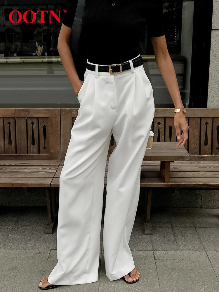 OOTN Office White Long Pants Women Autumn Satin Midi Waist Wide Leg Pants Female Street Chic Zipper Full Length Trousers 2023
OOTN Office White Long Pants Women Autumn Satin Midi Waist Wide Leg Pants Female Street Chic Zipper Full Length Trousers 2023