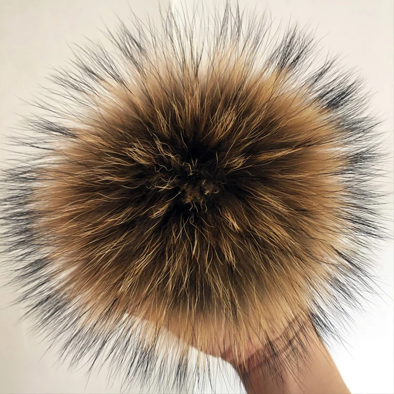

100% natural fox fur pompom raccoon fur pom for hat beanies DIY Fur Pompon For Caps Bags Scarf Accessories