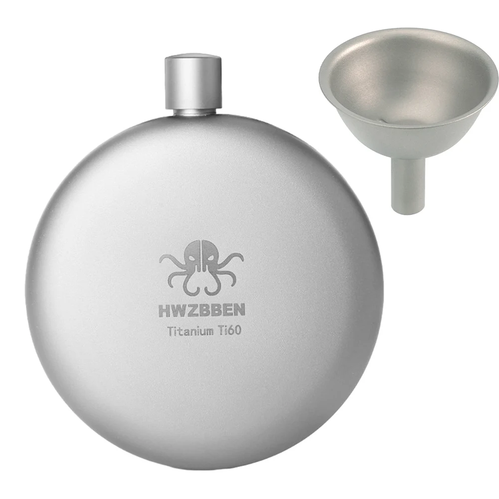170ml Titanium Wine Flask With Refill Funnel 11.6x10cm Lightweight Smooth Surface For Camping Backpacking Traveling Picnics
170ml Titanium Wine Flask With Refill Funnel 11.6x10cm Lightweight Smooth Surface For Camping Backpacking Traveling Picnics
