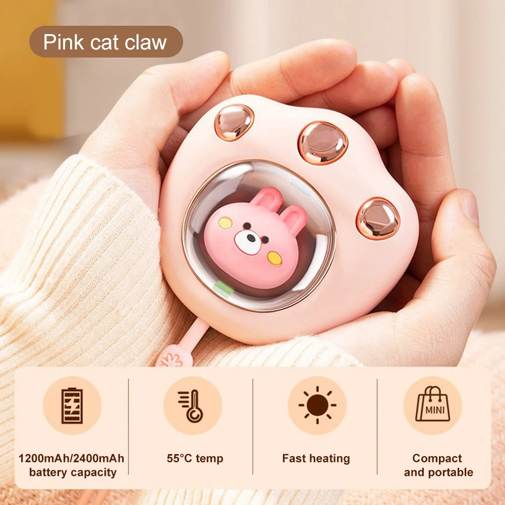 

Portable Hand Warmer Cute Cat Claw USB Rechargaeble Electric Mini Heater Winter Warm Power Bank Heater for Winter Outdoor Home