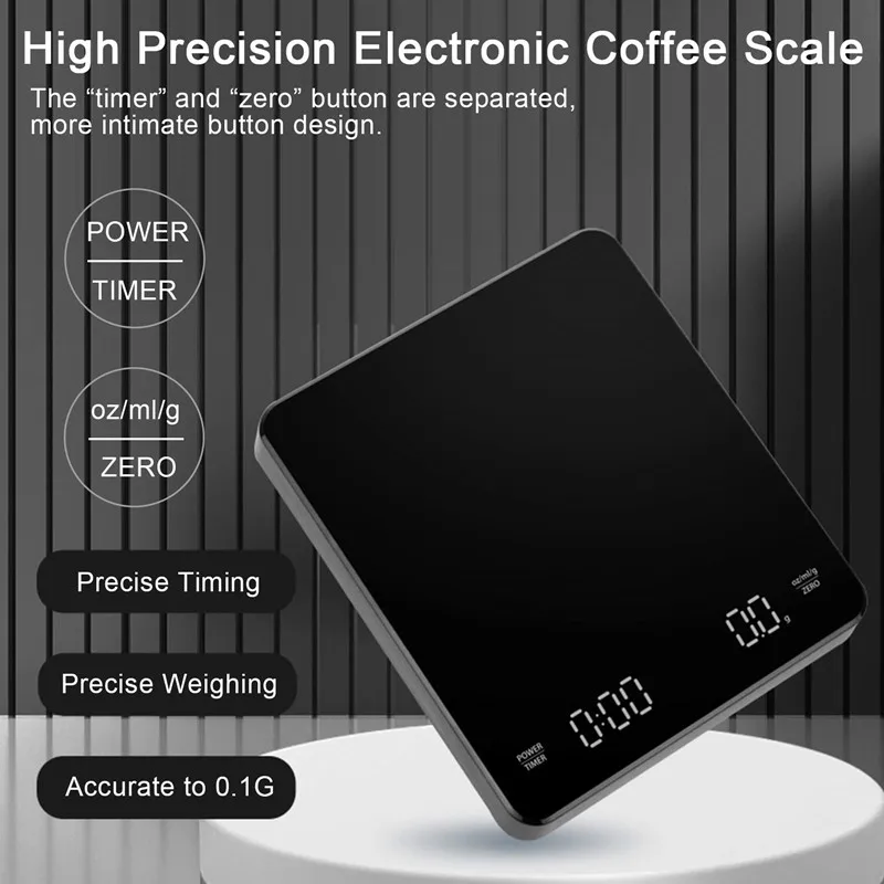 Digital Coffee Scale Rechargeable Drip Coffee Scale with Timer Smart Kitchen Scale with Touch Sensor Operation 3kg
Digital Coffee Scale Rechargeable Drip Coffee Scale with Timer Smart Kitchen Scale with Touch Sensor Operation 3kg