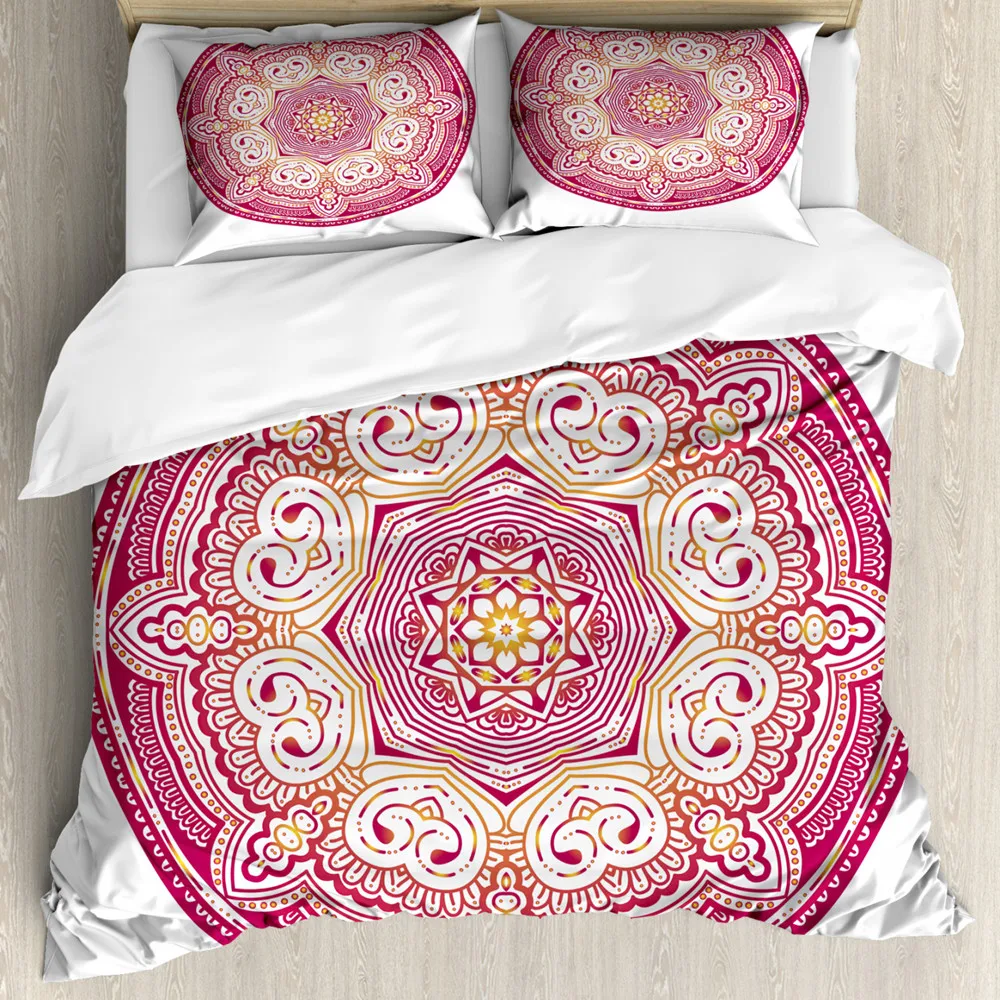 Mandala Duvet Cover Set Oriental Mandala Vintage Style Boho Art Geometric Forms Pink Full Queen King Size Polyester Qulit Cover
Mandala Duvet Cover Set Oriental Mandala Vintage Style Boho Art Geometric Forms Pink Full Queen King Size Polyester Qulit Cover