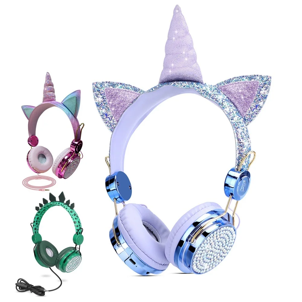 Qearfun Cute Unicorn Wired Headphone With Mic, Kids Child Cartoon Dinosaur Music Helmet, Bling Diamond Girls Phone Headset, Gift
Qearfun Cute Unicorn Wired Headphone With Mic, Kids Child Cartoon Dinosaur Music Helmet, Bling Diamond Girls Phone Headset, Gift