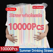 100/1000/5000/10000PCS Colorful Drinking Kunststof Straws Milk Tea Bar Party Wedding Kitchen Home Accessories Beverage Straw