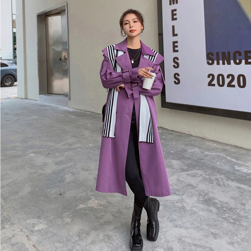 Women's Windbreaker Long Spring Autumn High-quality Temperament Purple Coat Female Collar Detachable College Style Trench Coat
Women's Windbreaker Long Spring Autumn High-quality Temperament Purple Coat Female Collar Detachable College Style Trench Coat