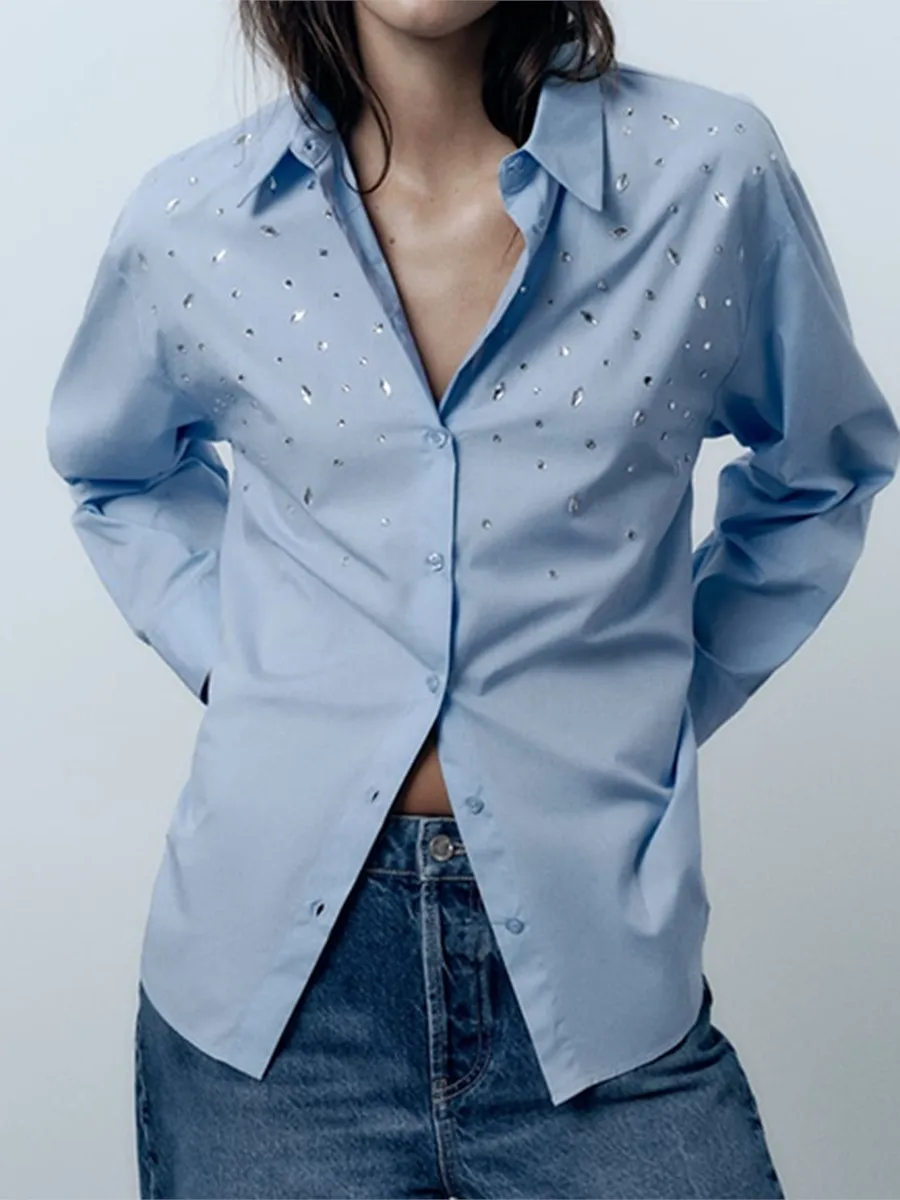 Beading Applique Shirts For Women 2024 Spring New Vintage Long Sleeve Lapel Collar Button Blouses Female Casual Fashion Blouse
Beading Applique Shirts For Women 2024 Spring New Vintage Long Sleeve Lapel Collar Button Blouses Female Casual Fashion Blouse
