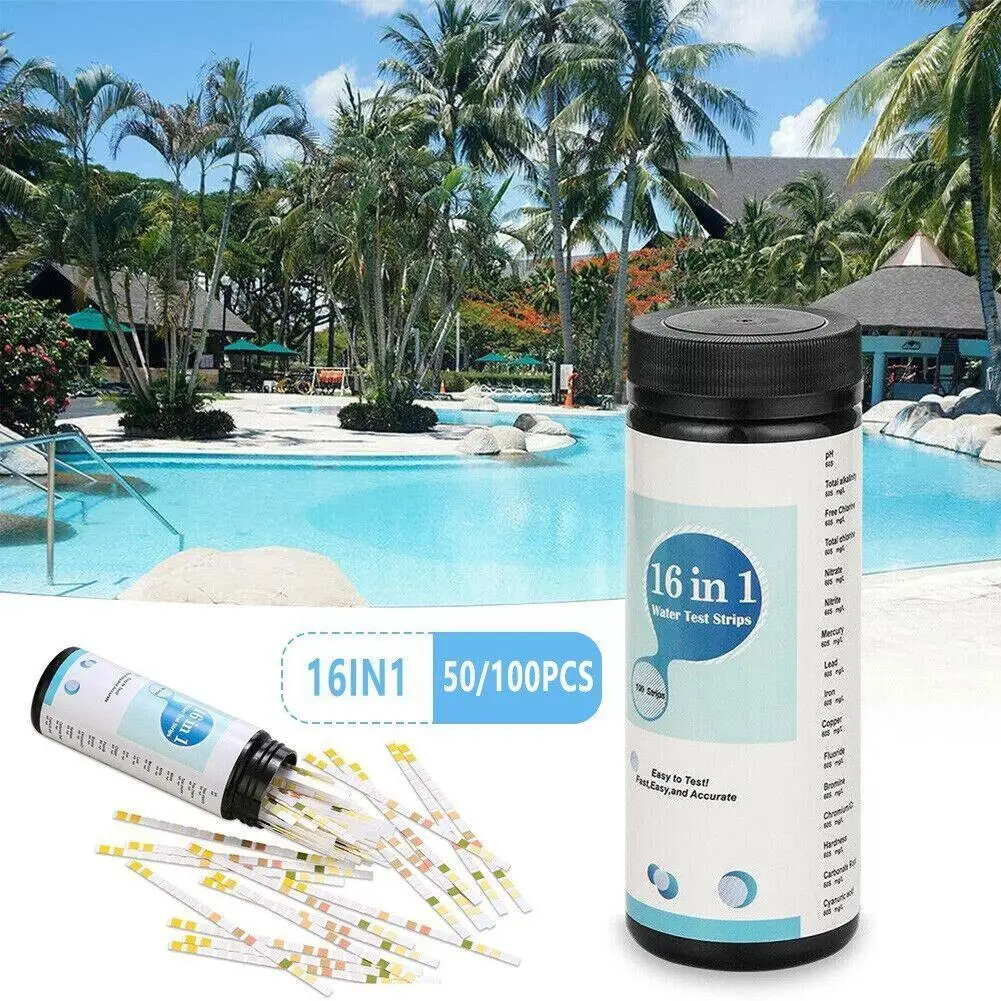 16-in-1 Water Quality Test Paper Ph Hardness Test Strips Chlorine Iron Nitrate Nitrite Lab For Testing Spa Aquarium F5f2
16-in-1 Water Quality Test Paper Ph Hardness Test Strips Chlorine Iron Nitrate Nitrite Lab For Testing Spa Aquarium F5f2