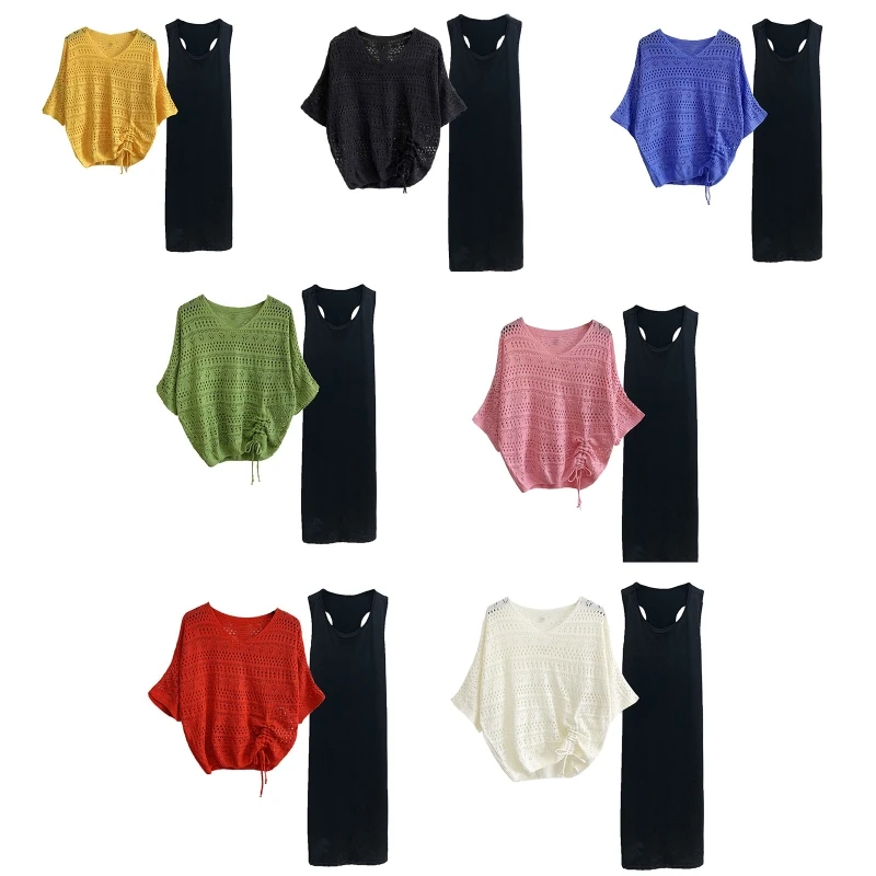 Korean Casual Dresses Sunscreen Hollow Blouse Summer Suits Outfit for Daily Wear 
Korean Casual Dresses Sunscreen Hollow Blouse Summer Suits Outfit for Daily Wear