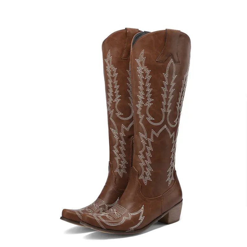 Женские сапоги до колена 2022, на низком каблуке, ковбойские, Осень-зима, размер 35-43 
Женские сапоги до колена 2022, на низком каблуке, ковбойские, Осень-зима, размер 35-43