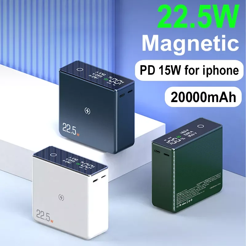 2022 Новый 20000 мАч Магнитный внешний аккумулятор PD20W Быстрая зарядка беспроводное зарядное устройство для Iphone 1213 портативный светодиодный ци...
2022 Новый 20000 мАч Магнитный внешний аккумулятор PD20W Быстрая зарядка беспроводное зарядное устройство для Iphone 1213 портативный светодиодный ци...