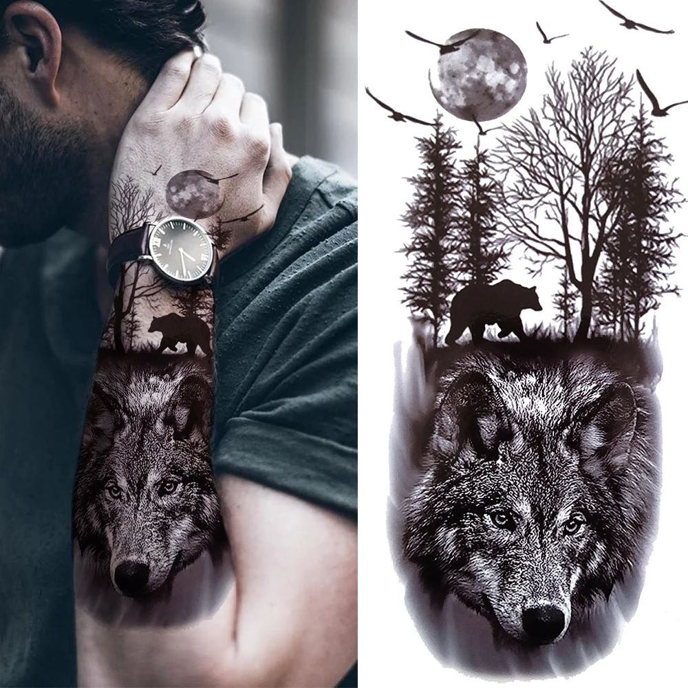 Black Forest Tattoo Sticker For Men Women Children Tiger Wolf Death Skull Temporary Tattoo Fake Henna Skeleton King Animal Tatoo
Black Forest Tattoo Sticker For Men Women Children Tiger Wolf Death Skull Temporary Tattoo Fake Henna Skeleton King Animal Tatoo