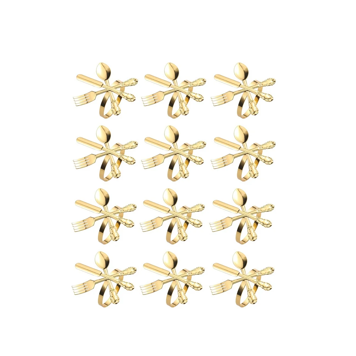 12Pcs Metal Knife and Fork Spoon Napkin Rings Holder for Christmas Party Wedding Used for Daily Table Parties Gold
12Pcs Metal Knife and Fork Spoon Napkin Rings Holder for Christmas Party Wedding Used for Daily Table Parties Gold