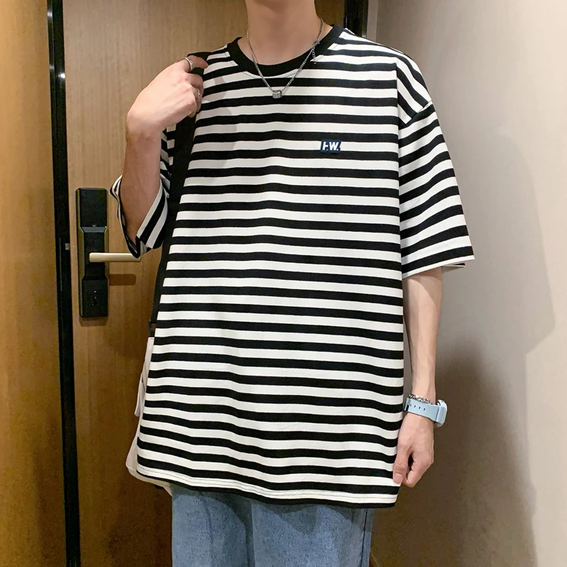 2022 Fashion Striped Print Men Short Sleeve T Shirt Summer Students All-match Causal Sports Oversized Basketball Streetwear Tops
2022 Fashion Striped Print Men Short Sleeve T Shirt Summer Students All-match Causal Sports Oversized Basketball Streetwear Tops