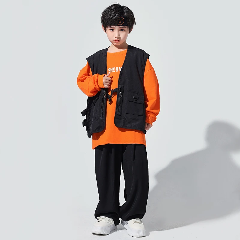 Kids Teenage Kpop Street Outfits Hip Hop Clothing Black Vest Orange Shirt Baggy Pants For Girl Boy Jazz Dance Costume Clothes
Kids Teenage Kpop Street Outfits Hip Hop Clothing Black Vest Orange Shirt Baggy Pants For Girl Boy Jazz Dance Costume Clothes