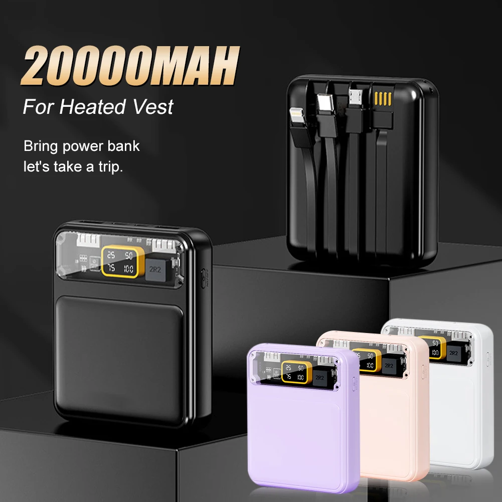 Power Bank 20000mAh Portable Charger Phone Fast Charging External Battery Pack for Heating Vest Jacket Electric Heated Equipment
Power Bank 20000mAh Portable Charger Phone Fast Charging External Battery Pack for Heating Vest Jacket Electric Heated Equipment
