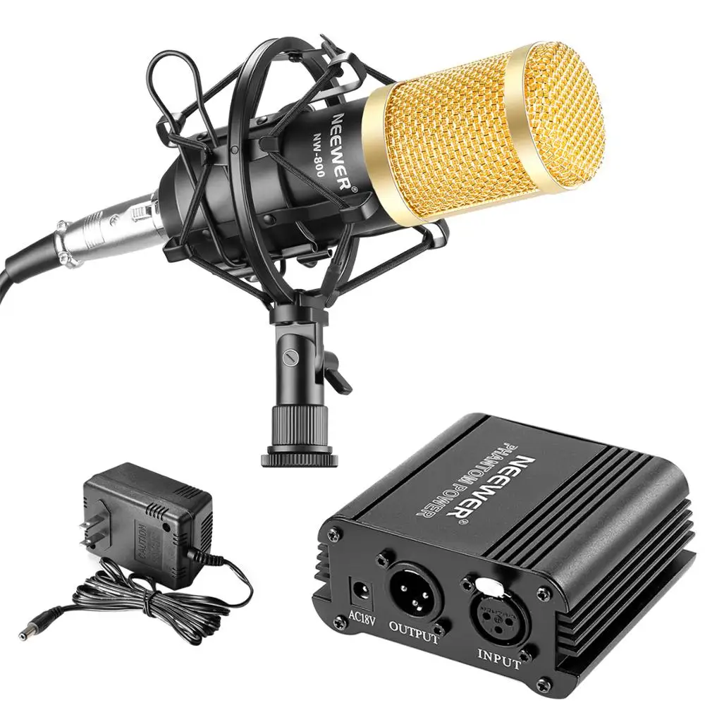 Neewer NW-800 Microphone Phantom Power kit:NW-800 Microphone+48V Phantom Power+Power Adapter+Shock Mount+Anti-wind Foam Cap
Neewer NW-800 Microphone Phantom Power kit:NW-800 Microphone+48V Phantom Power+Power Adapter+Shock Mount+Anti-wind Foam Cap