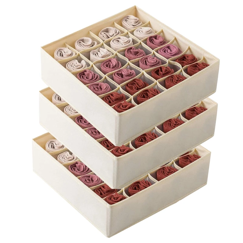 3 Pack Socks Underwear Drawer Organizer Divider, 24 Cell Collapsible Cabinet Closet Organizer Storage Boxes
3 Pack Socks Underwear Drawer Organizer Divider, 24 Cell Collapsible Cabinet Closet Organizer Storage Boxes