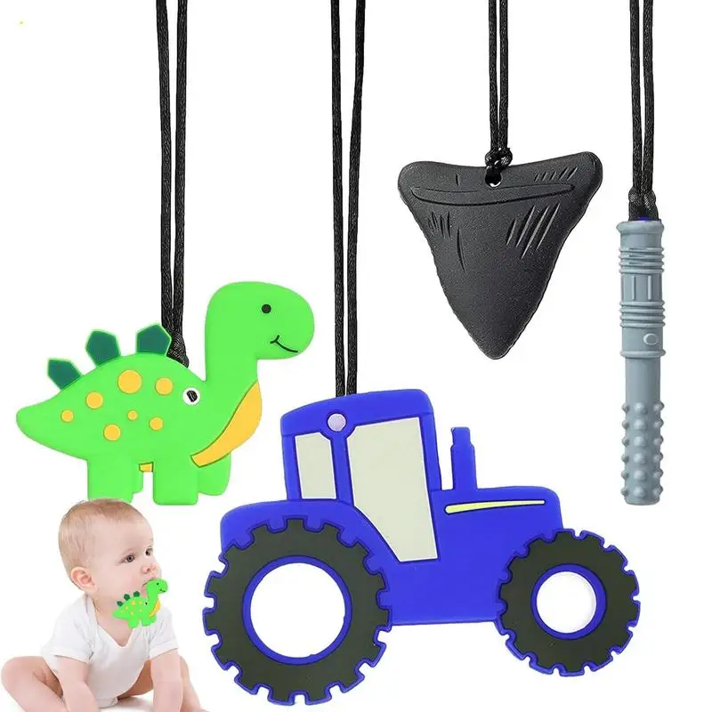 Chew Necklace 4pcs Silicone Sensory Chewing Necklace Teether Exquisite And Safe Silicone Teething Necklace For Families And Kids
Chew Necklace 4pcs Silicone Sensory Chewing Necklace Teether Exquisite And Safe Silicone Teething Necklace For Families And Kids