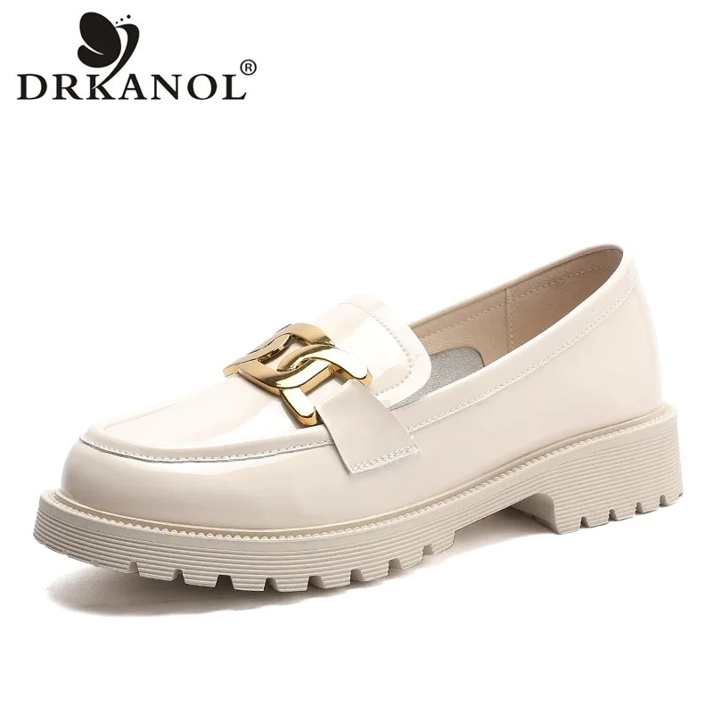 Новые женские лоферы DRKANOL, модные повседневные туфли на толстом каблуке, с мелким разрезом, женские кожаные туфли без застежек с металлом
Новые женские лоферы DRKANOL, модные повседневные туфли на толстом каблуке, с мелким разрезом, женские кожаные туфли без застежек с металлом