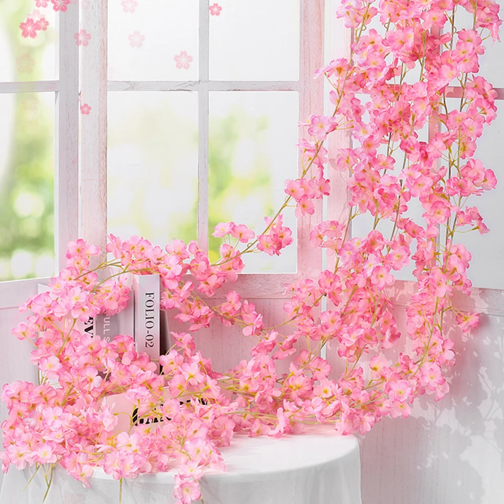 Artificial Cherry Blossom Flower Vine 5.9ft 135 Flowers Silk Garland Wall Hanging Home Wedding Decoration Fake Plant Vine
Artificial Cherry Blossom Flower Vine 5.9ft 135 Flowers Silk Garland Wall Hanging Home Wedding Decoration Fake Plant Vine