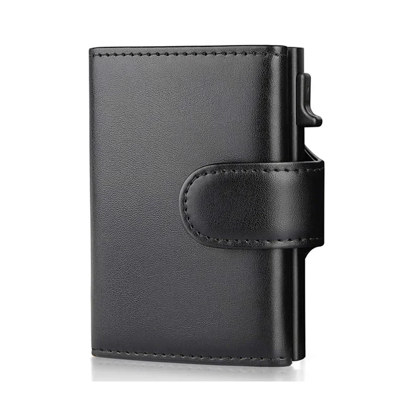 

2022 Fashion Aluminum Credit Card Wallet Multifunctional RFID Blocking Trifold Smart Men Wallets Leather Slim with Coin Pocket