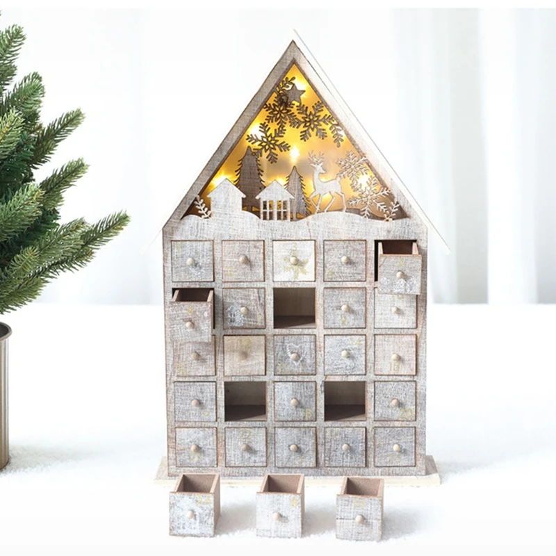 Christmas Wooden Advent Calendar Countdown Decoration with Drawers LED Light Ornament for Adults Kids
Christmas Wooden Advent Calendar Countdown Decoration with Drawers LED Light Ornament for Adults Kids