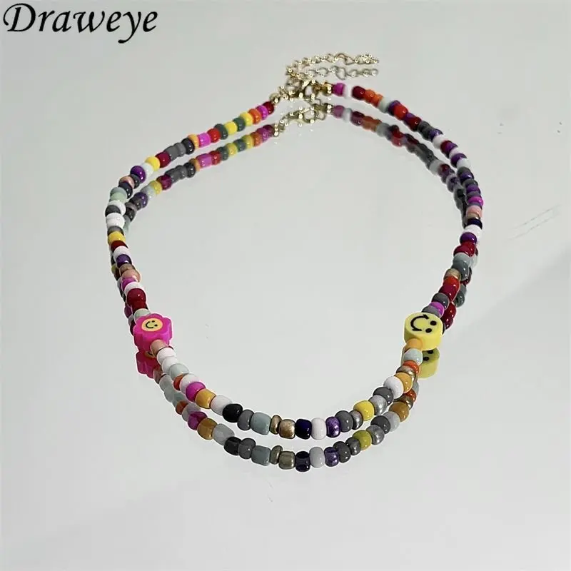 Draweye Colorful Beads Necklaces for Women Smile Flower Sweet Kawaii Jewelry Spring Summer Korean Fashion Ins Chokers Retro
Draweye Colorful Beads Necklaces for Women Smile Flower Sweet Kawaii Jewelry Spring Summer Korean Fashion Ins Chokers Retro