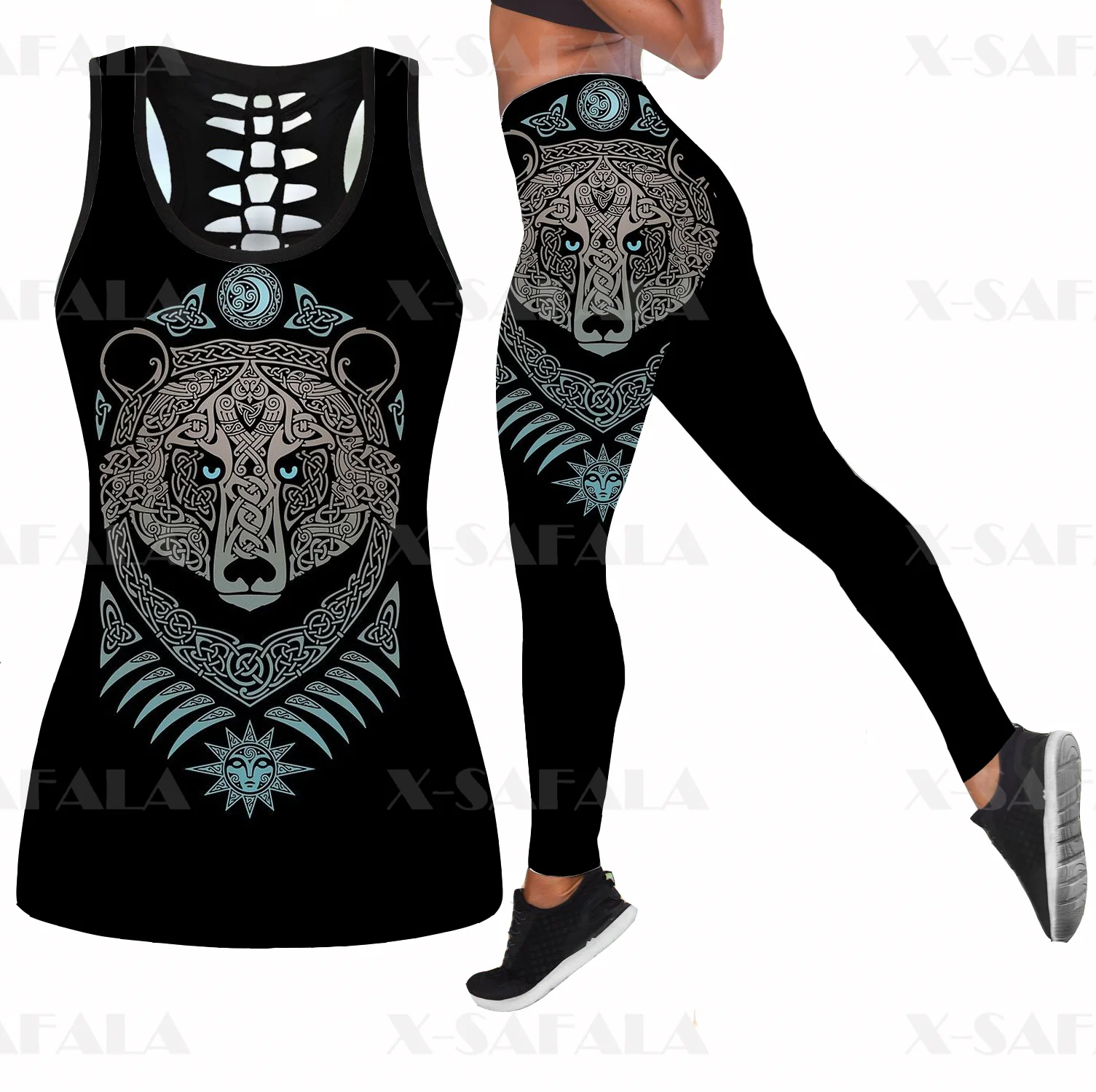Wolf Tattoo Symbol Viking Armor Two Piece Yoga Set Women 3D Print Hollow Out Tank Top High Waist Legging Summer Casual Sport-7
Wolf Tattoo Symbol Viking Armor Two Piece Yoga Set Women 3D Print Hollow Out Tank Top High Waist Legging Summer Casual Sport-7