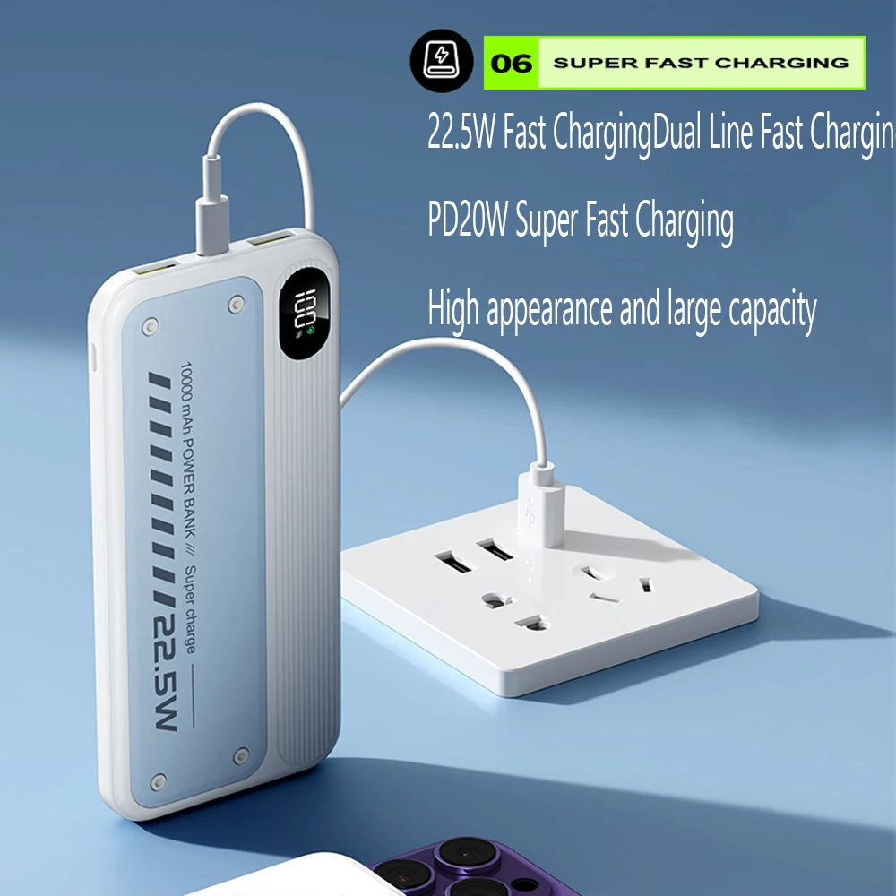 Power Bank 10000mAh 20000mAh with 22.5W PD Fast Charging Powerbank Portable Battery Charger For iPhone 14 13 12 Pro Max Xiaomi
Power Bank 10000mAh 20000mAh with 22.5W PD Fast Charging Powerbank Portable Battery Charger For iPhone 14 13 12 Pro Max Xiaomi