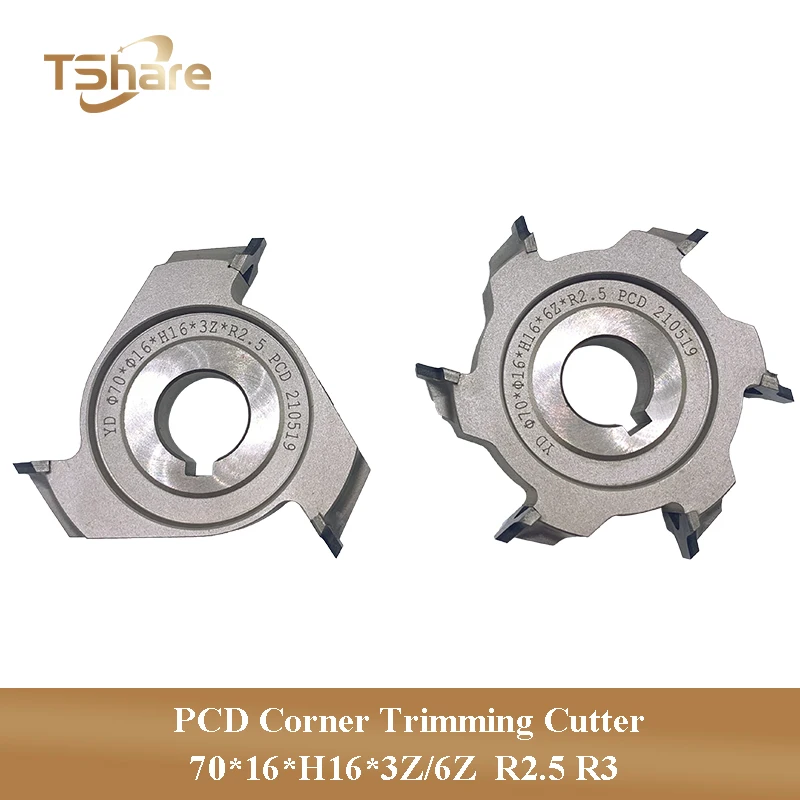 

2pcs 70*16*H16*3Z/6Z-R2.5 R3 PCD Corner Rounding Cutter for KDT Edge Banding Machine