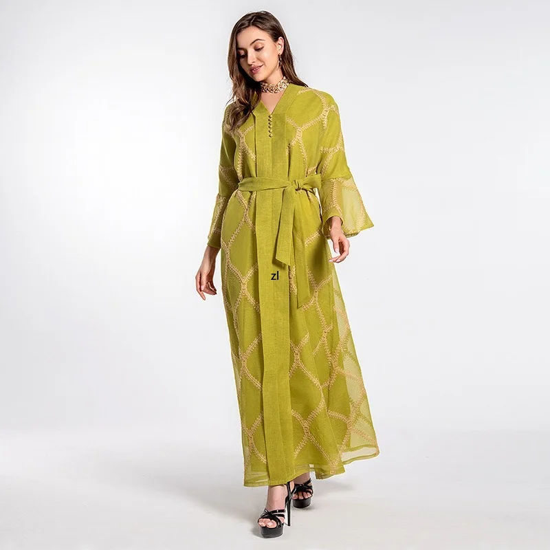 Mesh Gold Thread Embroidered Abaya Dress For Women Eid Mubarak Muslim Dubai Robe Moroccan Caftan Turkey Arabic Jalabiya Black
Mesh Gold Thread Embroidered Abaya Dress For Women Eid Mubarak Muslim Dubai Robe Moroccan Caftan Turkey Arabic Jalabiya Black