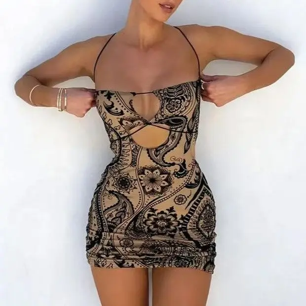 Flocking Backless Print Chic Mini Dress For Women Sexy Spaghetti Straps Square Neck Halter Bodycon Hot Girls Club Party Vestidos
Flocking Backless Print Chic Mini Dress For Women Sexy Spaghetti Straps Square Neck Halter Bodycon Hot Girls Club Party Vestidos