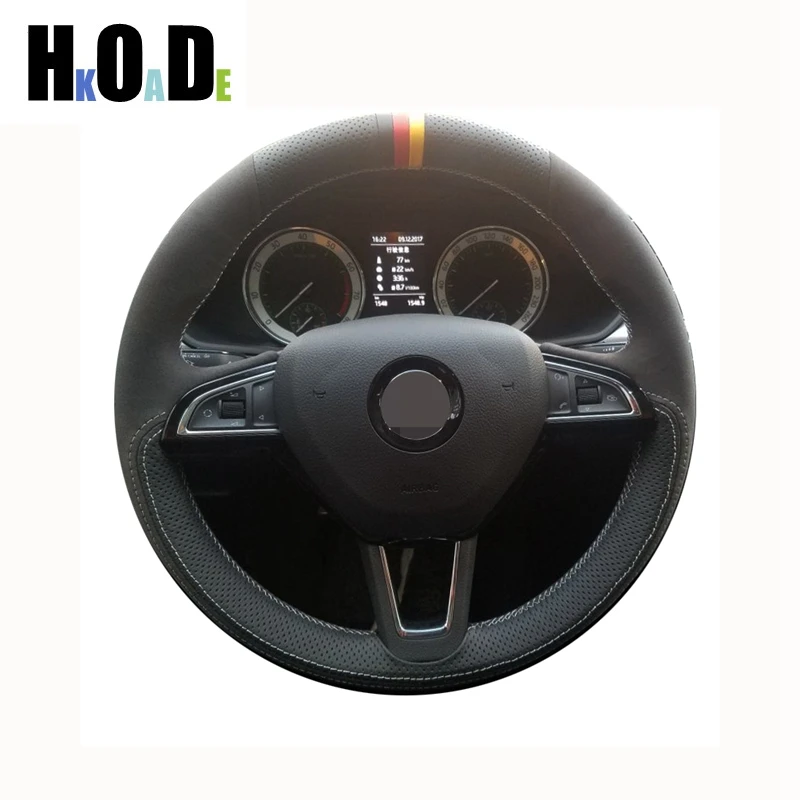 For Skoda Octavia 2017 Fabia 2016 2017 Rapid Spaceback 2016 Hand-stitched Black Suede Genuine Leather Car Steering Wheel Cover
For Skoda Octavia 2017 Fabia 2016 2017 Rapid Spaceback 2016 Hand-stitched Black Suede Genuine Leather Car Steering Wheel Cover