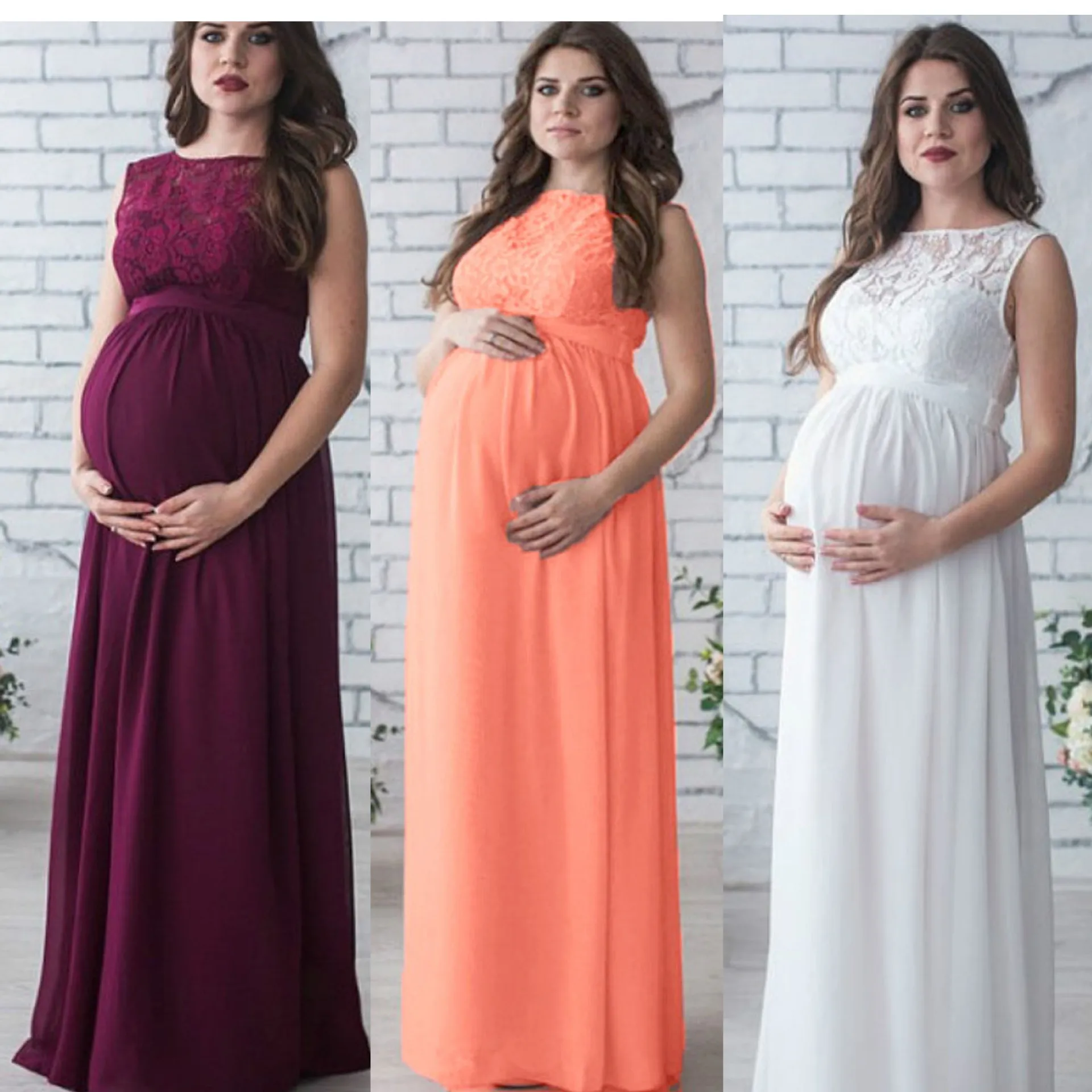 

Новинка, реквизит для фотосъемки при беременности, мерсеризованное кружевное длинное платье макси для беременных