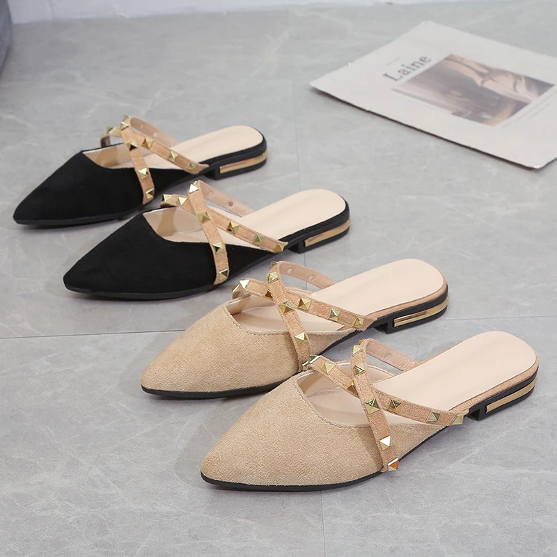 Colsed Toe Slippers Summer New Pointed Toe Flat Chunky Heel Women's Rivet Slippers Fashion Low Heel Slip-on Shoes Women Mules
Colsed Toe Slippers Summer New Pointed Toe Flat Chunky Heel Women's Rivet Slippers Fashion Low Heel Slip-on Shoes Women Mules