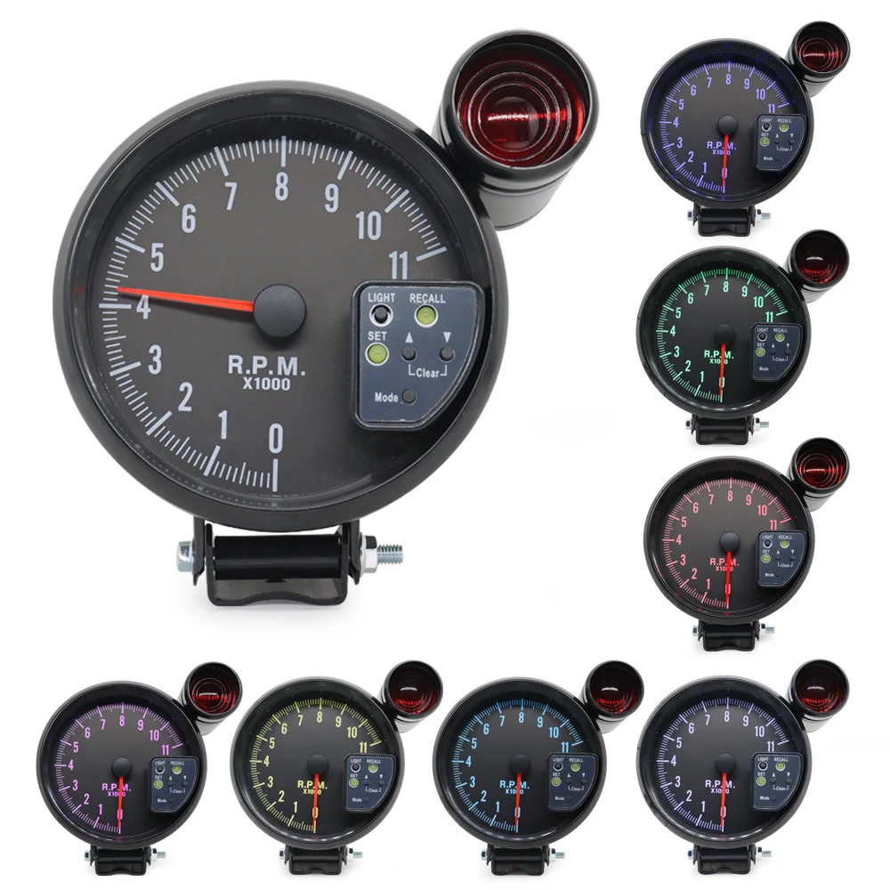 

5 Inch 7 Colors Backlight Auto Racing Car Modification Tachometer Gauge Ｇasoline Engine 11000 RPM Shift-Light Meter