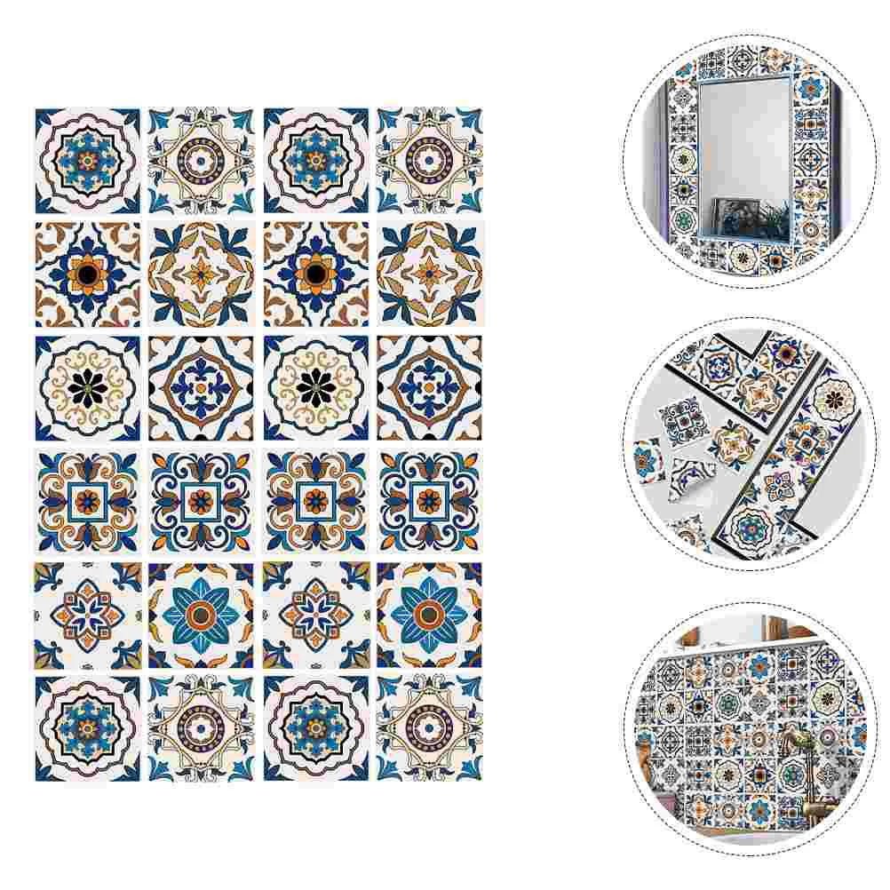 

24 Pcs Home Accents Decor Wall Sticker Tile Decals Peel Tiles Decorate Stickers Ornament Paste