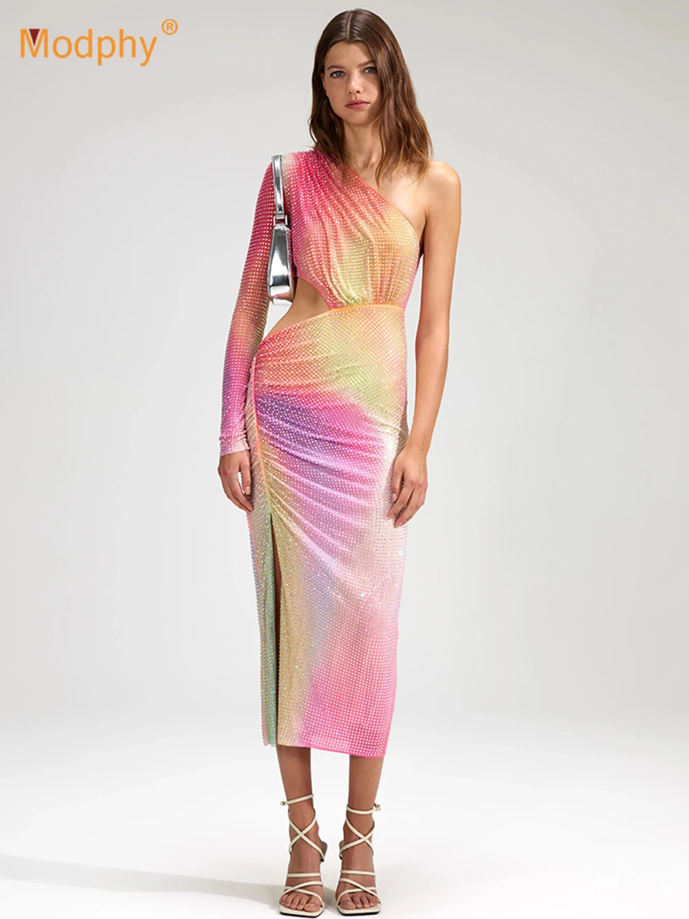 Модель 2023 года, женское облегающее платье на одно плечо, окрашенное в тонкую сетку, в стиле знаменитостей, Клубное сексуальное платье средней длины с длинным рукавом, Бандажное платье, платья
Модель 2023 года, женское облегающее платье на одно плечо, окрашенное в тонкую сетку, в стиле знаменитостей, Клубное сексуальное платье средней длины с длинным рукавом, Бандажное платье, платья