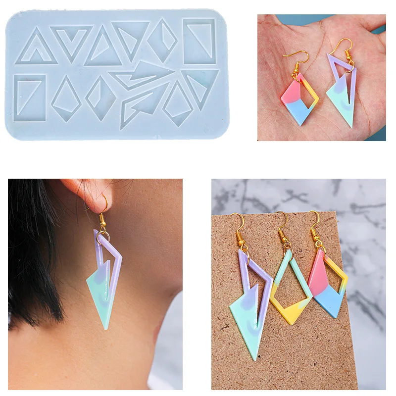 

2021 Fashion Trends Epoxy Mold Rhombus Triangle Earrings Silicone Mold Resin Jewelry Silicone Molds For Jewelry Diy With Resin