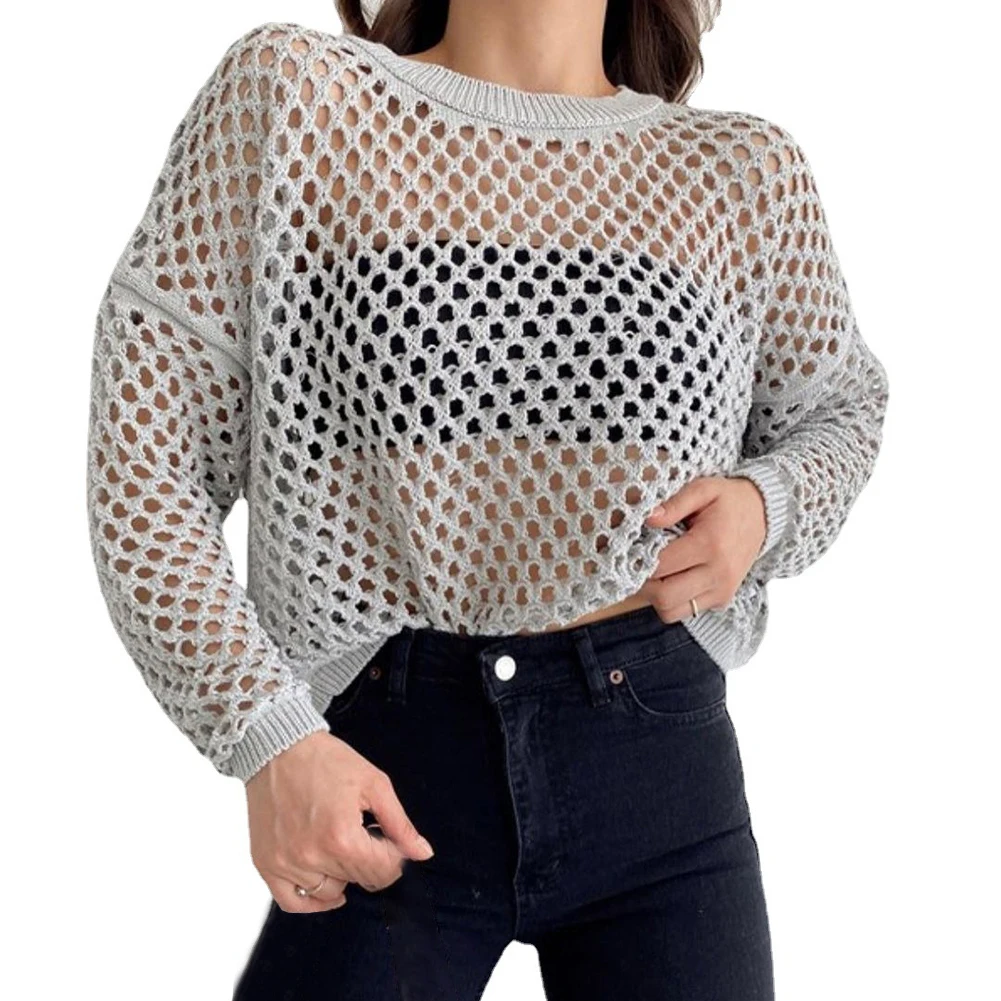 2023 New Fashion Women Mesh Fishnet Crop Tops Long Sleeve Crew Neck Sexy Hollow Out Loose Shirts Fashion Street Party Clothing
2023 New Fashion Women Mesh Fishnet Crop Tops Long Sleeve Crew Neck Sexy Hollow Out Loose Shirts Fashion Street Party Clothing