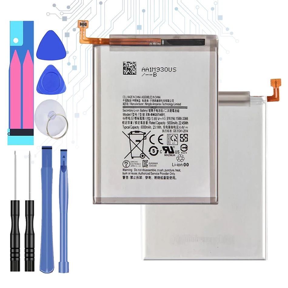 EB-BM207ABY 6000mAh литий-ионный полимерный аккумулятор для SAMSUNG Galaxy M30s SM-M3070 M3070 M21 M31 M215 Bateria
EB-BM207ABY 6000mAh литий-ионный полимерный аккумулятор для SAMSUNG Galaxy M30s SM-M3070 M3070 M21 M31 M215 Bateria