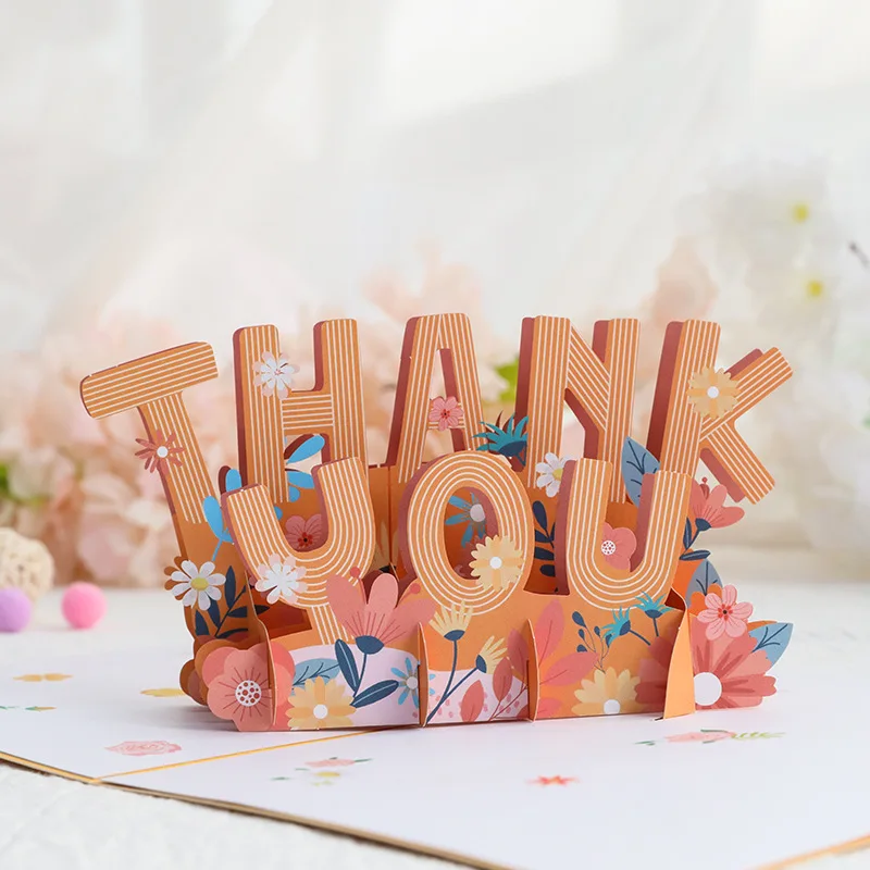 

3D Pop Up Letters Thank You Cards For Business Card With Envelope Postcard Gift Send Holidays Wishes To Teacher Friend Mother